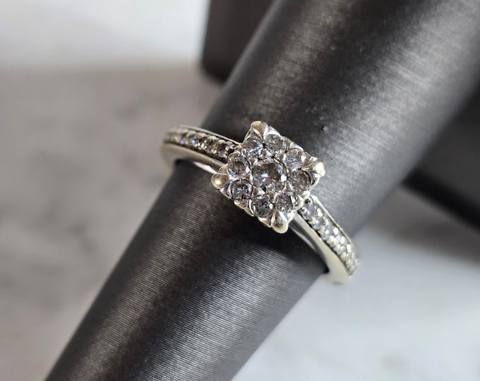 Womens Vintage Estate 14k White Gold Diamond Engagement Ring 5.1g E7286