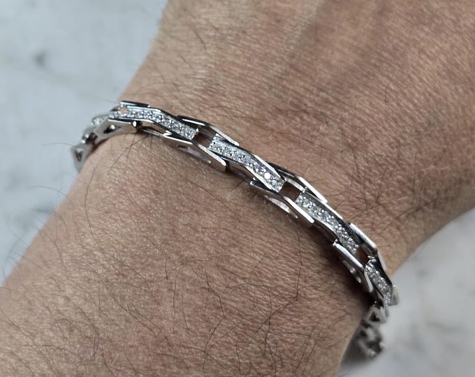 Womens Vintage Estate 14k White Gold Diamond Tennis Bracelet 18.9g E6746