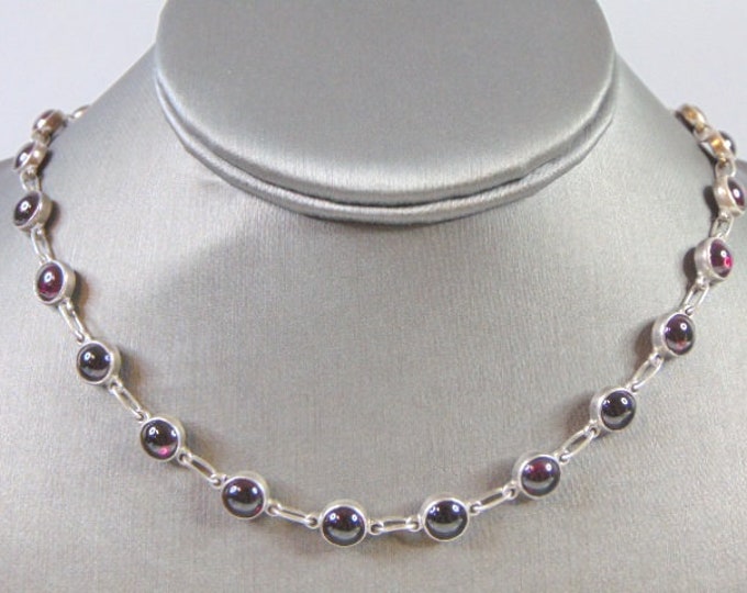 Womens Vintage Estate Sterling Silver Rhodolite Necklace 25.4g E2779