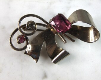 Womens Vintage Estate Sterling Silver Modernist Bow Brooch 12.0g E6023
