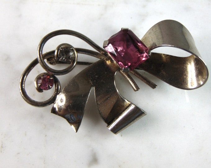 Womens Vintage Estate Sterling Silver Modernist Bow Brooch 12.0g E6023