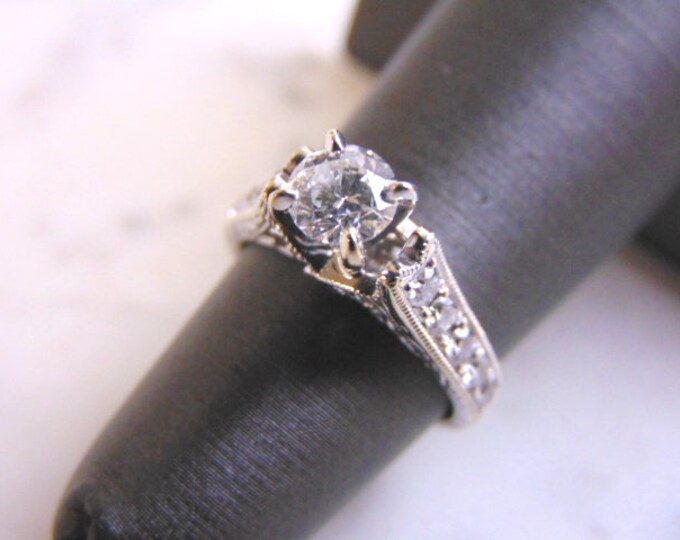 Women's Vintage Estate 14K White Gold 1.21cts Diamond Ring, 3.3g E2447
