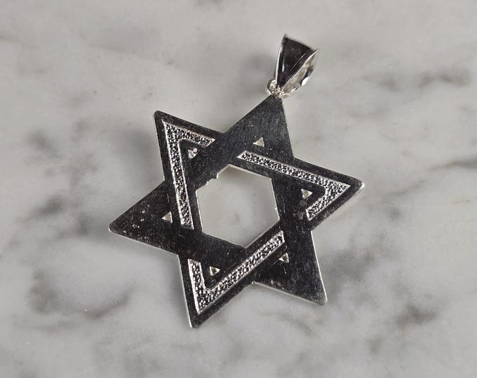 Sterling Silver Jewish Judaica Star of David Pendant, 2.5g E1759