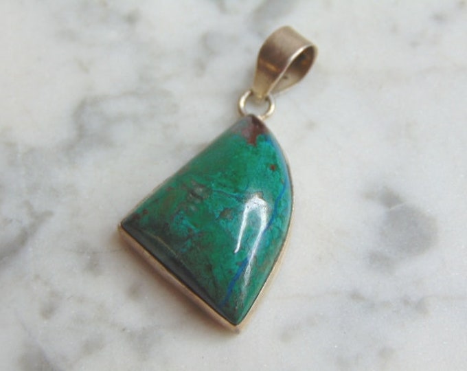 Womens Vintage Estate Sterling Silver Variscite Stone Pendant 8.5g E4761