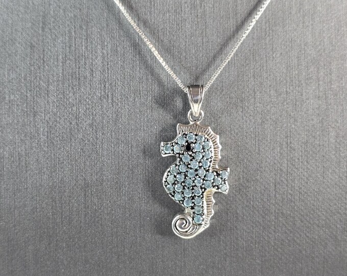 Womens Vintage Estate Sterling Silver Seahorse Pendant Necklace 7.3g E1587