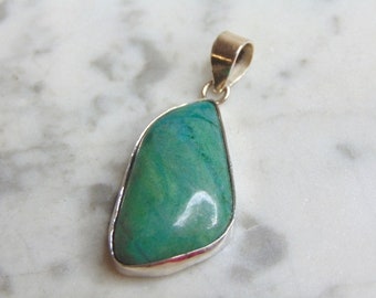 Femme vintage Estate Sterling Silver Variscite Stone Pendentif 7.3g E4759