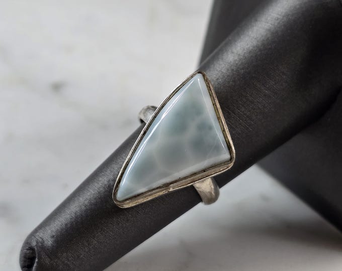 Womens Vintage Estate Sterling Silver Modernist Larimar Ring 6.2g E1108