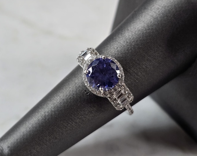 Womens Vintage Estate Sterling Silver Tanzanite Ring 2.9g E7265