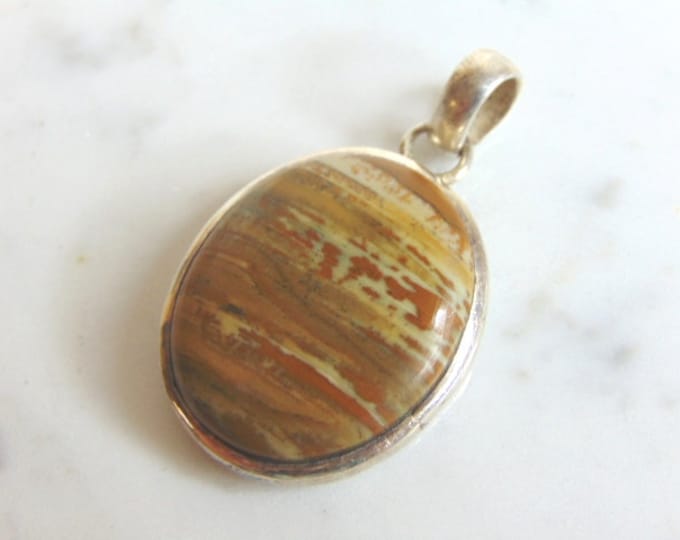 Womens Vintage Estate Sterling Silver Jasper Pendant 12.5g E5737