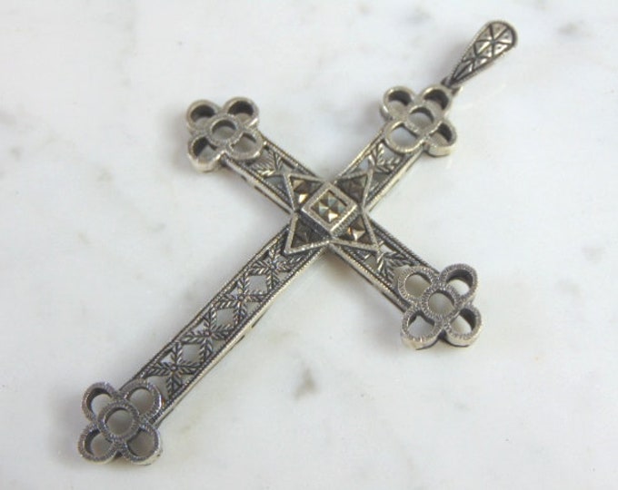 Vintage Estate Sterling Silver Religious Cross Pendant 14.0g E1136