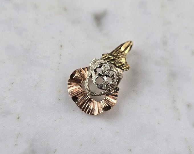 Womens Vintage Estate 14K Mixed Gold Michael Anthony Clown Pendant 1.0g E3342