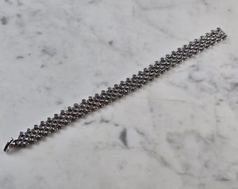 Womens Vintage Estate Sterling Silver Deco CZ Bracelet 28.7g E1175