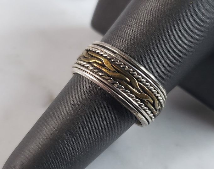 Womens Vintage Estate Sterling Silver Fidget Ring 3.9g E6146