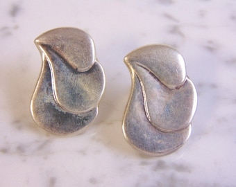 Womens Vintage Estate Sterling Silver Modernist Clip On Earrings 11.3g E4407