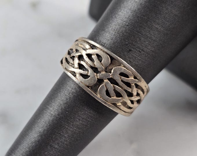 Womens Vintage Estate Sterling Silver Celtic Eternity Knot Ring 5.7g E4989