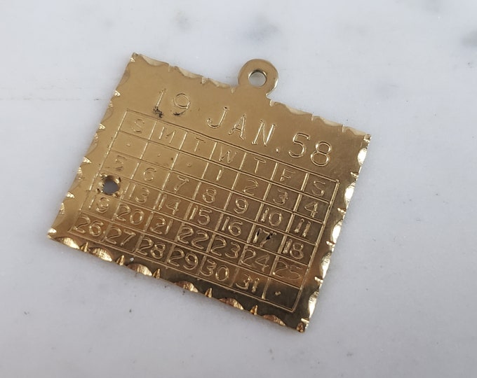 Womens Vintage Estate 14K Yellow Gold Birthday Pendant 4.6g E6189