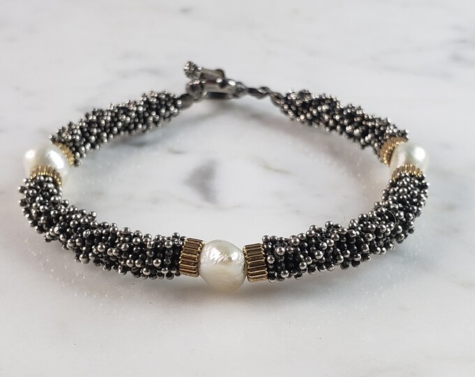 Womens Vintage Estate Sterling Silver Modernist Bracelet 23.4g #E6599