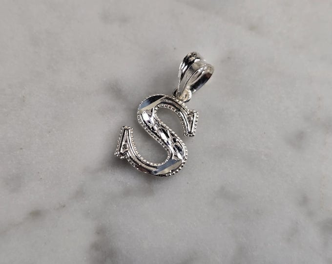 Womens Sterling Silver Initial Letter " S " Pendant 0.3g E4863