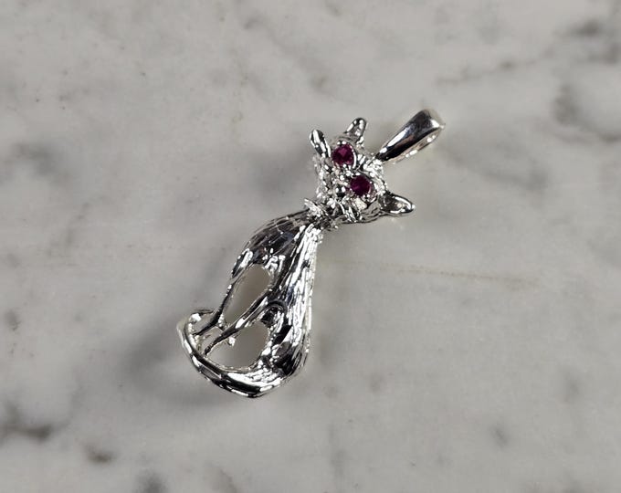 Womens Sterling Silver Siamese Cat Pendant 5.6g E4312