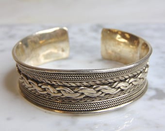 Womens Vintage Estate Sterling Silver Cuff Bracelet 45.7g E4999