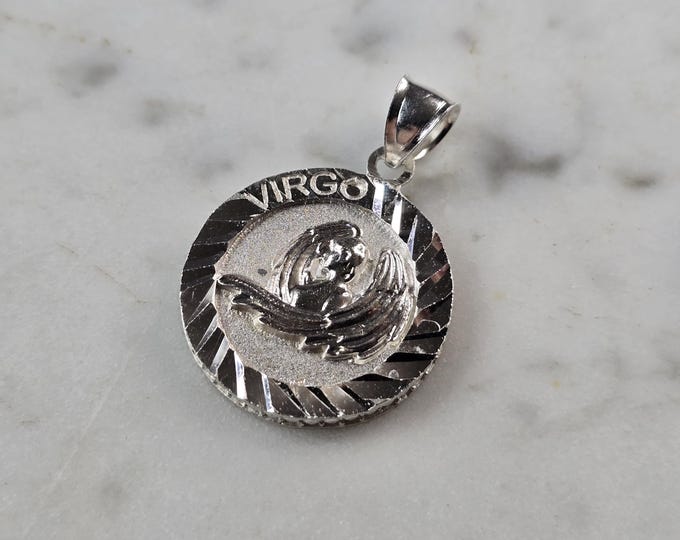 Womens Vintage Estate Sterling Silver Zodiac Virgo Pendant 3.5g E5698