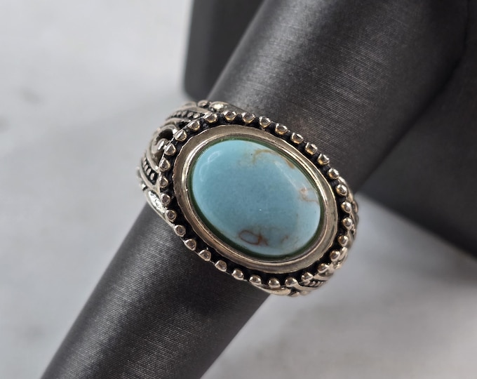 Womens Vintage Estate Sterling Silver Turquoise Ring 6.7g E3564