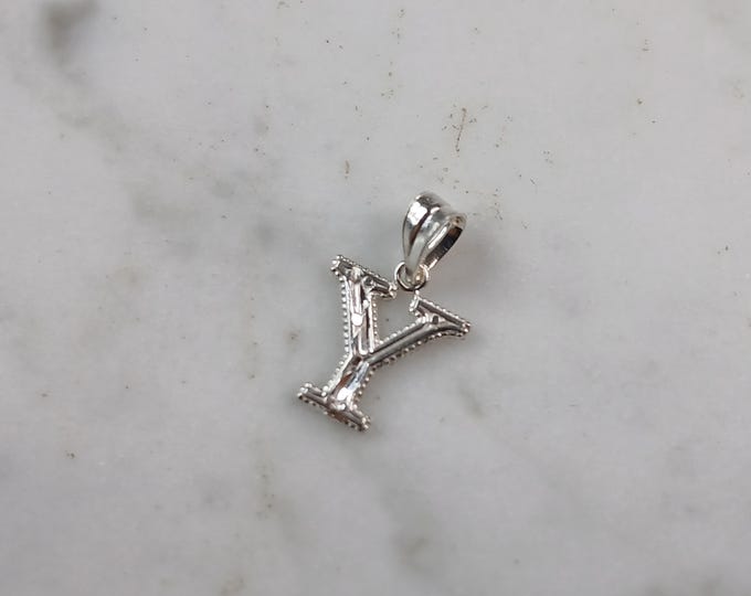 Womens Sterling Silver Initial Letter " Y " Pendant 0.3g E6092