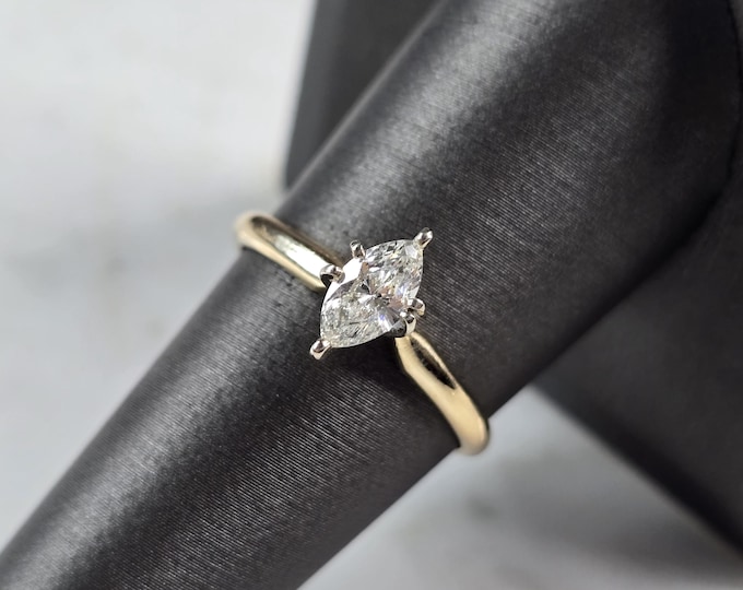 Womens Vintage Estate 14K Gold Marquise .50ct Diamond Engagement Ring 2.3g E6873