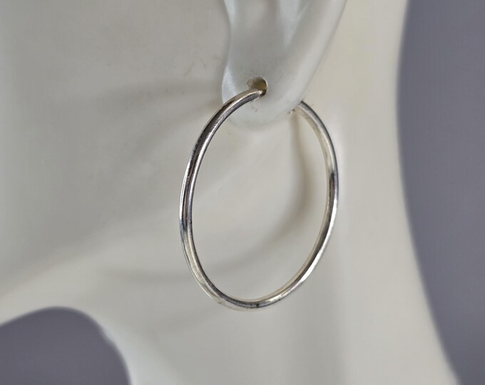 Womens Vintage Estate Sterling Silver Hoop Earrings 2.8g #E3803