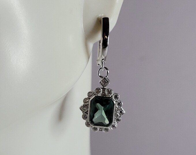 Womens Sterling Silver Modernist CZ Earrings 5.1g E2890