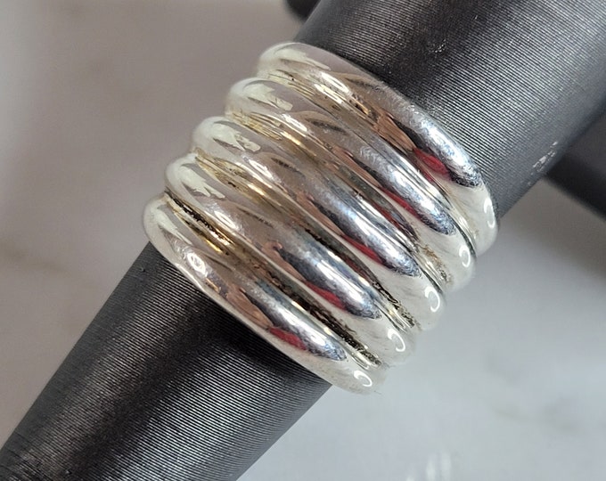 Womens Vintage Estate Sterling Silver Modernist Ring 8.4g E6653
