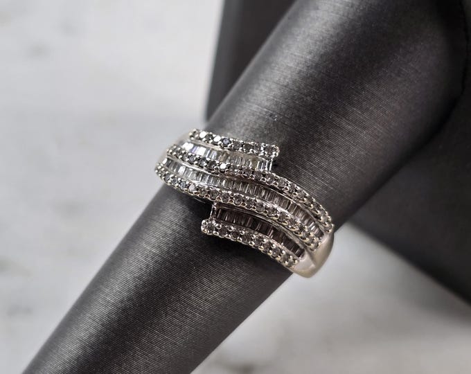 Womens Vintage Estate 14K White Gold Diamond Ring 3.2g #E7856