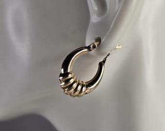 Pr Womens Vintage Estate 10K Yellow Gold Hoop Earrings, 1.3g E4854