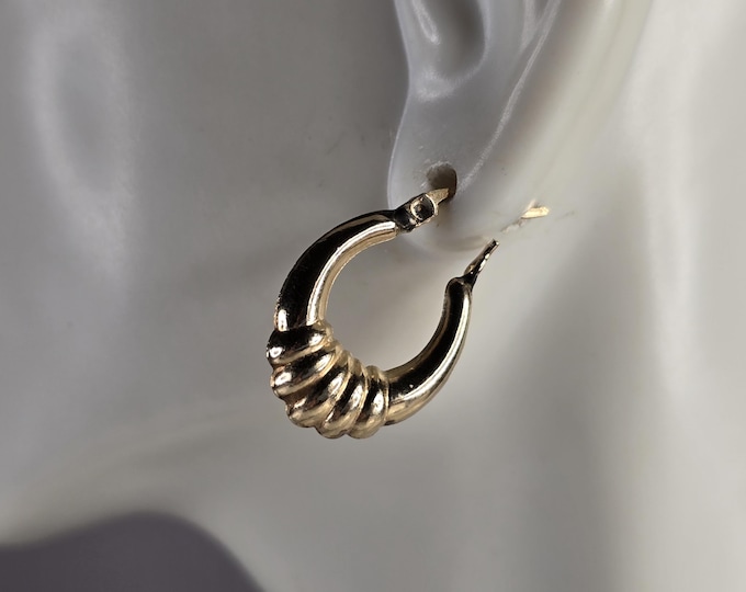 Pr Womens Vintage Estate 10K Yellow Gold Hoop Earrings, 1.3g E4854