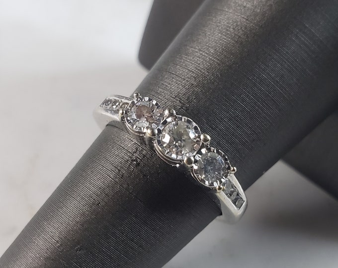 Womens Vintage Estate 14k White Gold Diamond Engagement Ring 3.5g  #E1135
