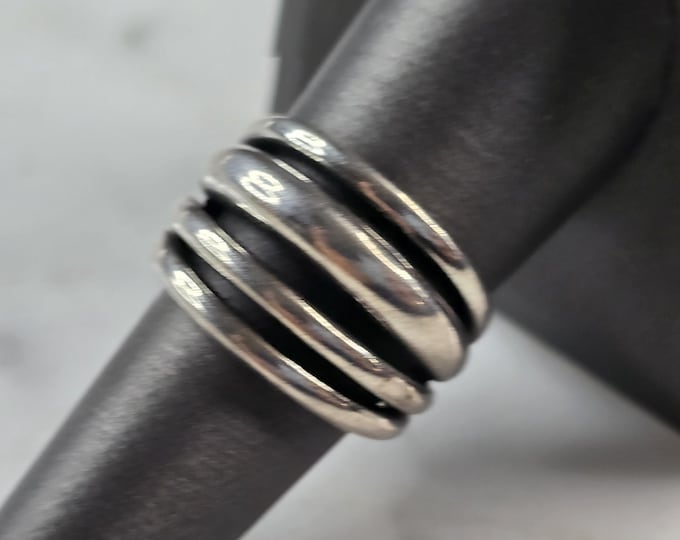 Womens Vintage Estate Sterling Silver Modernist Ring 6.5g E3665