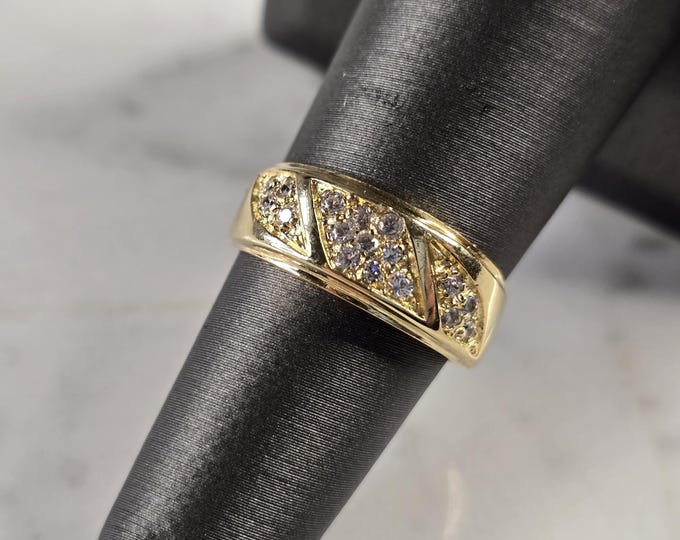 Womens Vintage Estate 18K Yellow Gold CZ Ring 4.6g E1735