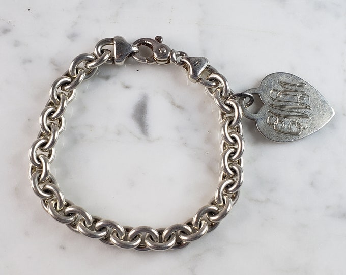 Womens Vintage Estate Sterling Silver Heart Charm Bracelet 51.1g E6605