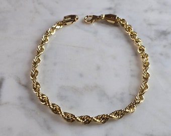 Mens Vintage Estate 14K Yellow Gold Rope Bracelet, 10.3g E6501