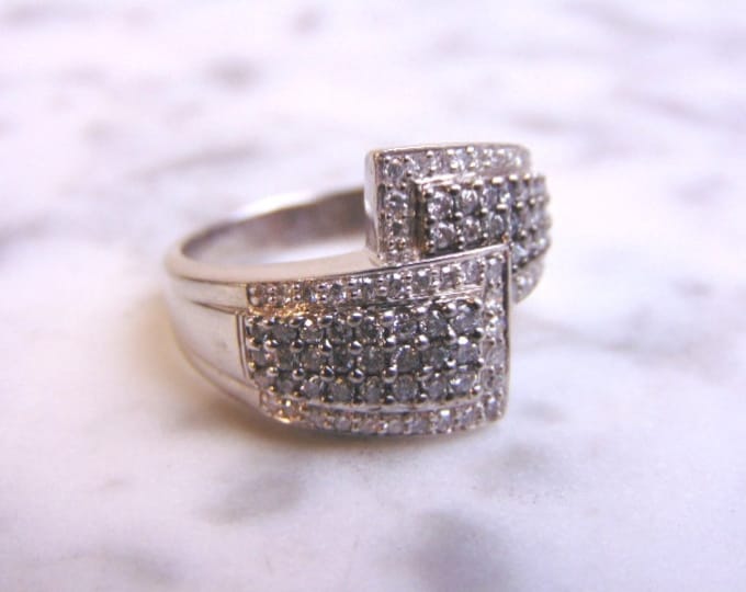 Womens Vintage Estate 14k White Gold Diamond Ring 6.5g  E1036