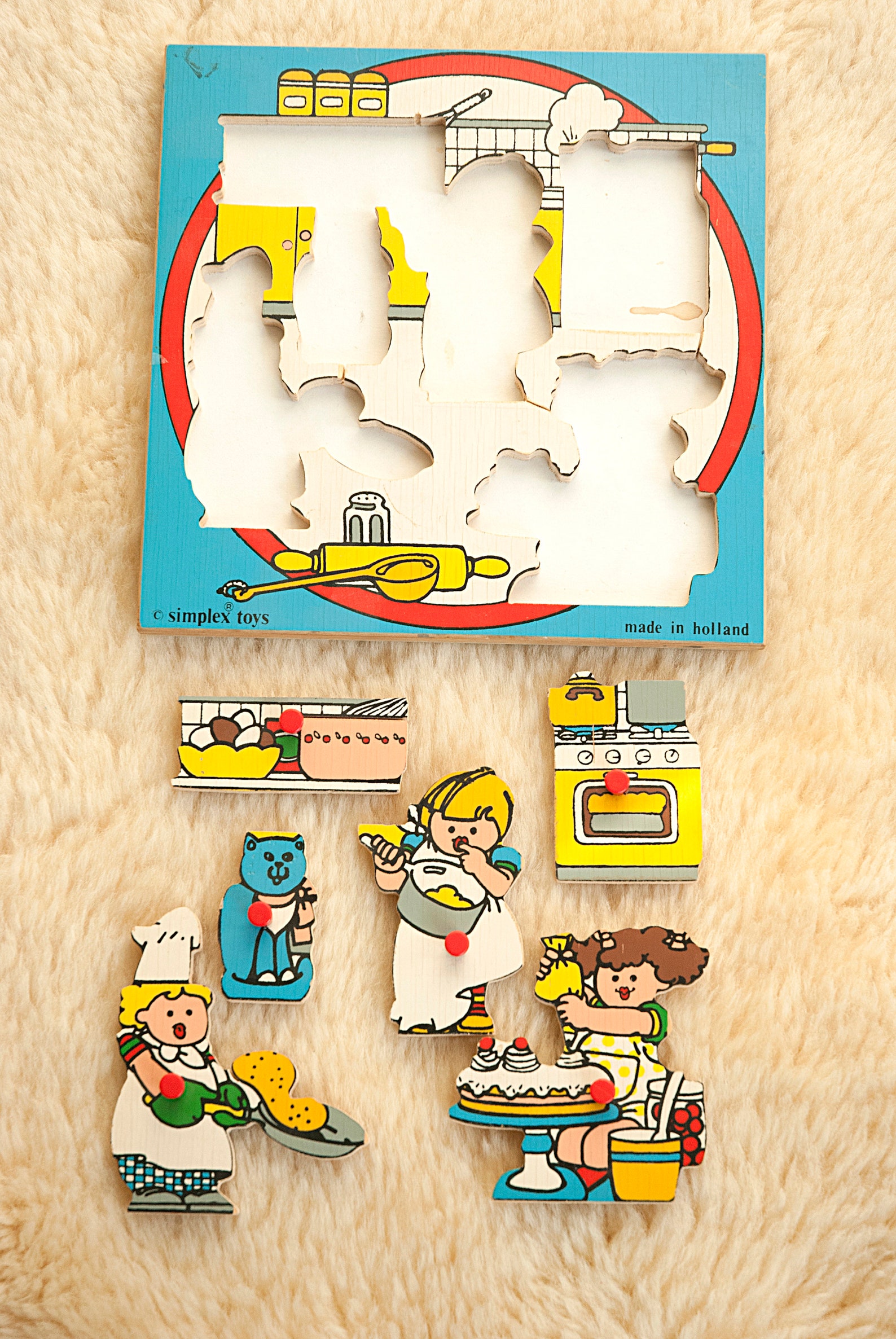 Vintage Wooden Puzzle Simplex Retro Wooden Puzzle Kitchen Etsy