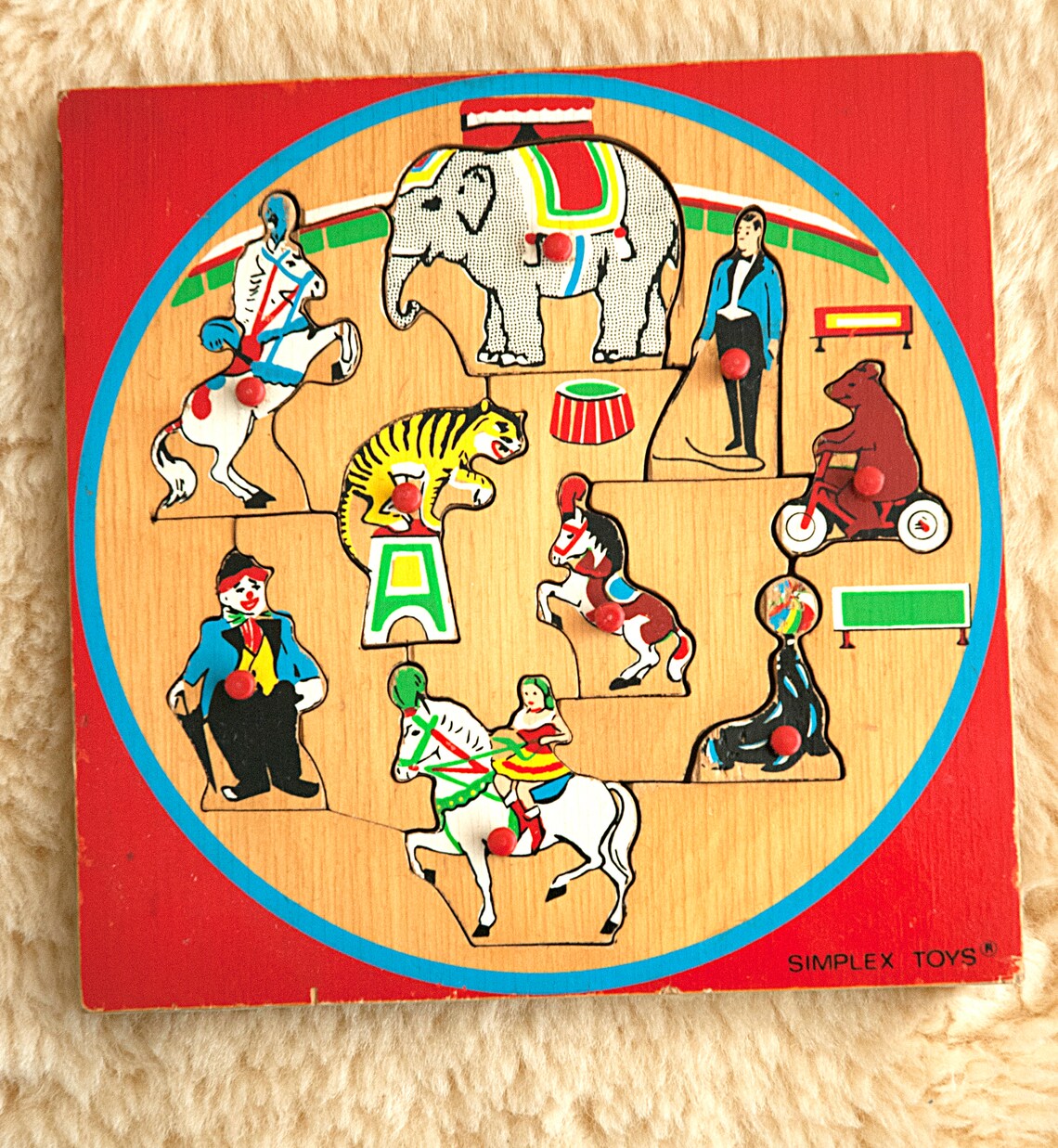 Vintage Wooden Puzzle Simplex Retro Wooden Puzzle Circus Etsy