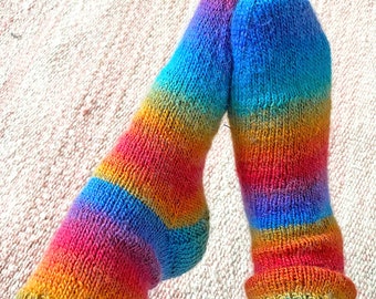 Rainbow Socks Hand Knitted - Wool Socks - Multicolor- Colourful - Handmade - Rainbow Community - Inclusivity