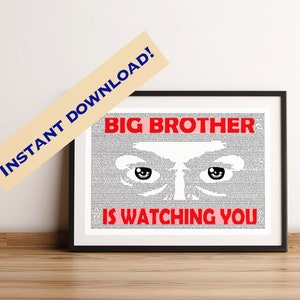 1984 wall art | George Orwell | 1984 Poster | George Orwell poster | Dystopian Retro Vintage Book Art Print | Literary Gifts | Literary Art