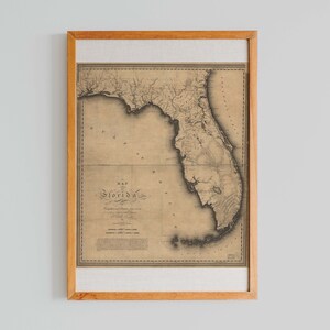 Kaart van Florida 1823 | Florida-kaart | Minimale kunst aan de muur | Florida-cadeaus | Schoonvader cadeau | Staat Florida | Grote staatskaarten