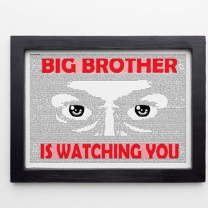 1984 wall art | George Orwell | 1984 Poster | George Orwell poster | Dystopian Retro Vintage Book Art Print | Literary Gifts | Literary Art