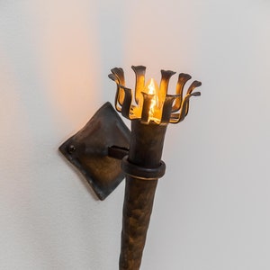 Hand Forged Wall Torch Lamp / Wall Lantern / Wall Sconce / Wall Light