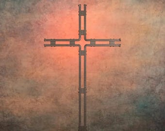 Wrought Iron Grave Cross Kaernten, Hand Forged Minimalist Cemetery Memorial, Grabkreuz Schmiedeeisen, Made to Order