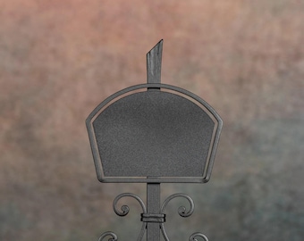 Grave Name Plate for Germering Cross, Hand Forged Iron Namensschild, Six Panel Shapes, Black Matt, Silver or Copper Patina