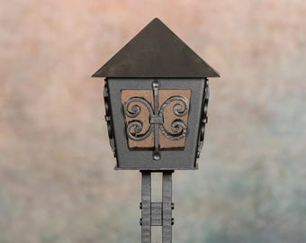 Grave Lantern for Kärnten Iron Cross, Hand Forged Grablaterne, Black Memorial Lantern with Glass, Garden or Graveside, Made in Slovenia